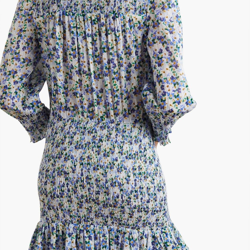 NWT Veronica Beard Darrah Smocked Mini Floral Dress Size 12 - Picture 3 of 14